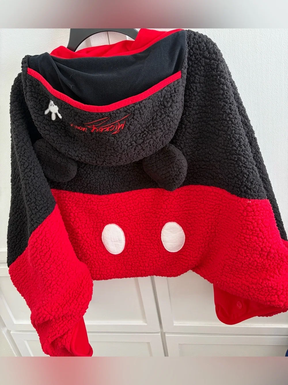 Disney Mickey Mouse Black & Red Sherpa Hooded Cape
